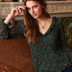 Sezane Sybille Blouse Green Floral 36